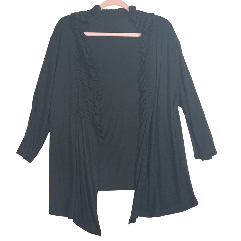 Women's Black Ruffled soft T-shirt knit Sweater‎